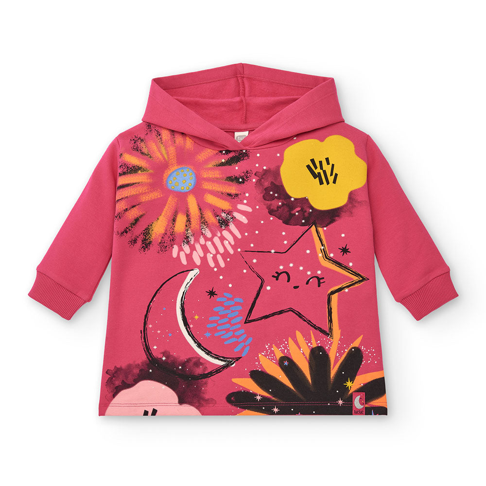 Robe en molleton de la Ligne Vêtements Fille Tuc Tuc, avec capuche et impression colorée à motifs...