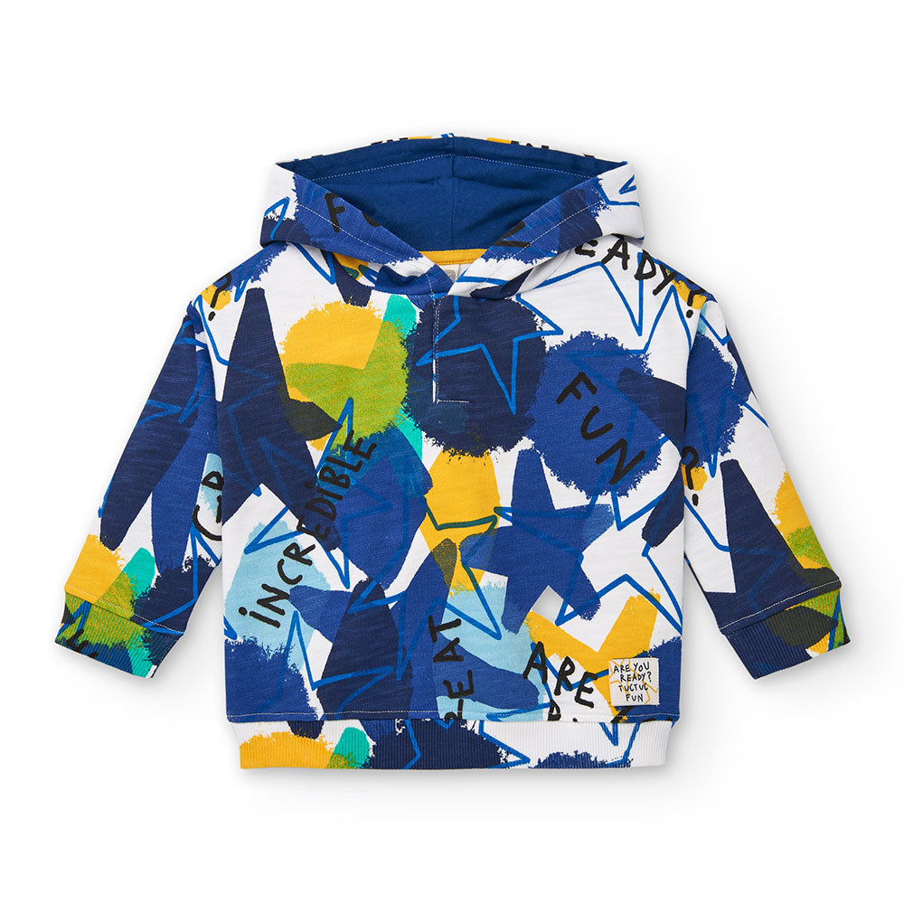 Sweat à capuche de la Ligne Vêtements Enfant Tuc Tuc, avec des motifs géométriques aux couleurs v...