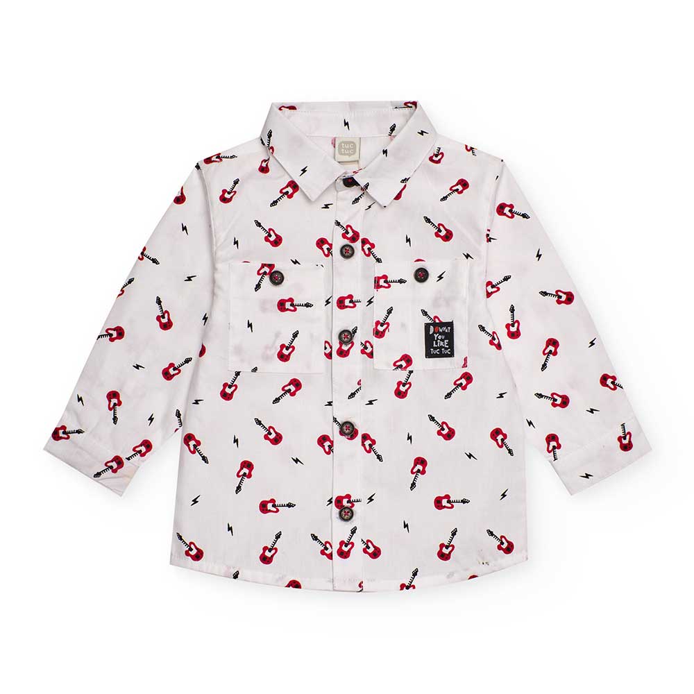 Chemise de la ligne Vêtements Enfant tuc Tuc, en toile de coton, avec micro-motif rouge sur fond ...