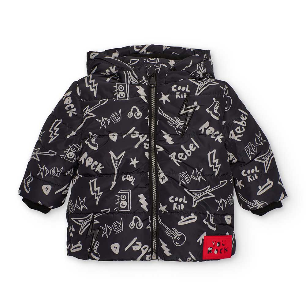 Veste de la ligne Vêtements Enfant Tuc Tuc, avec microfantaisie sur fond noir, avec capuche et fe...