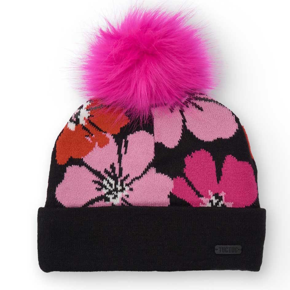 Casquette de la ligne Vêtements Fille Tuc Tuc, avec pompon en peluche fuchsia et joli motif flora...