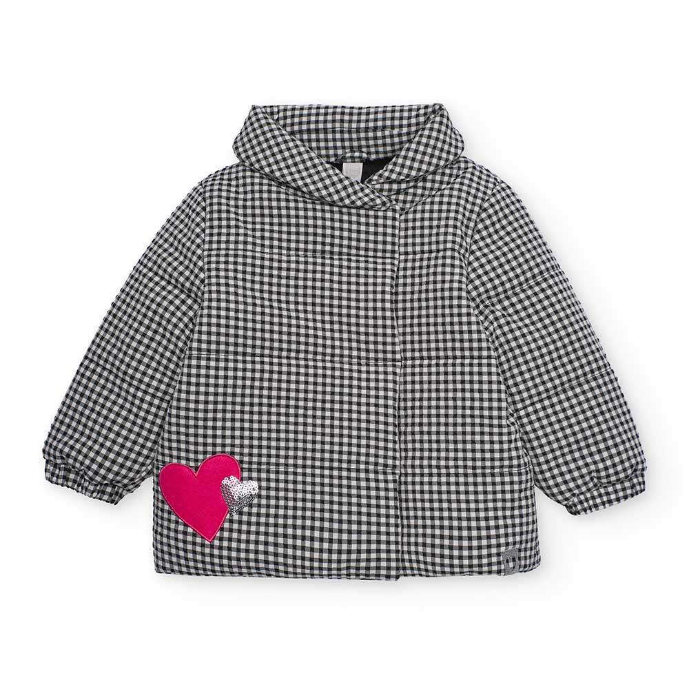 Doudoune de la ligne Vêtements Fille tuc tuc, avec motif à micro carreaux et petit cœur appliqué ...