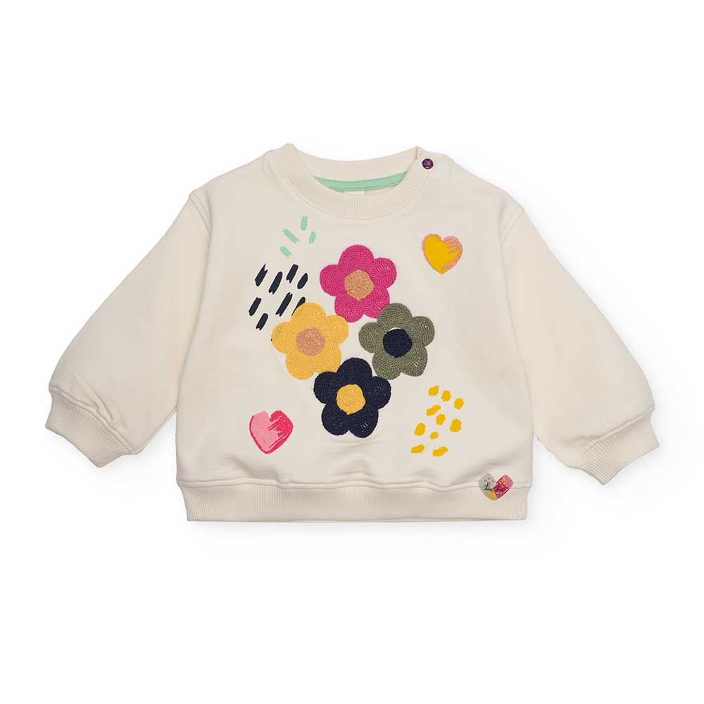 Sweat-shirt de la ligne Vêtements Fille Tuc Tuc, avec des fleurs appliquées sur le devant en bouc...