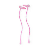 Set di mollettine per capelli rosa con decorazioni a forma di corona.