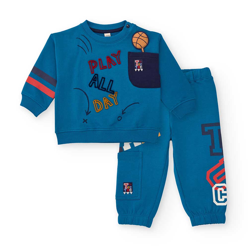 Complete suit of the Tuc Tuc Children's Clothing Line, with crew neck sweatshirt and pants with c...