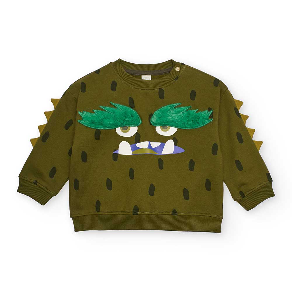 Sweat-shirt de la ligne Vêtements Enfant tuc Tuc, avec un monstre aux sourcils en poils dessiné s...