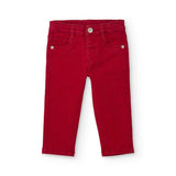 Pantaloni di cotone rosso con tasche e bottoni per bambino