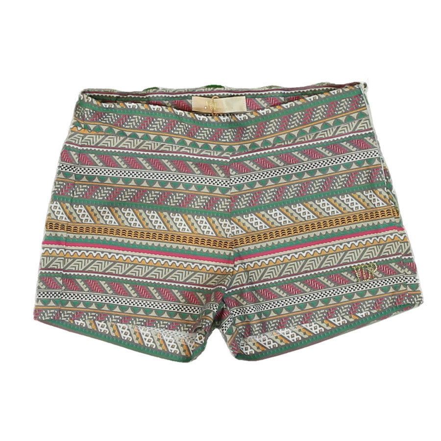 Shorts de la ligne vêtements fille Via delle Perle avec imprimé ethnique, fermeture latérale avec...