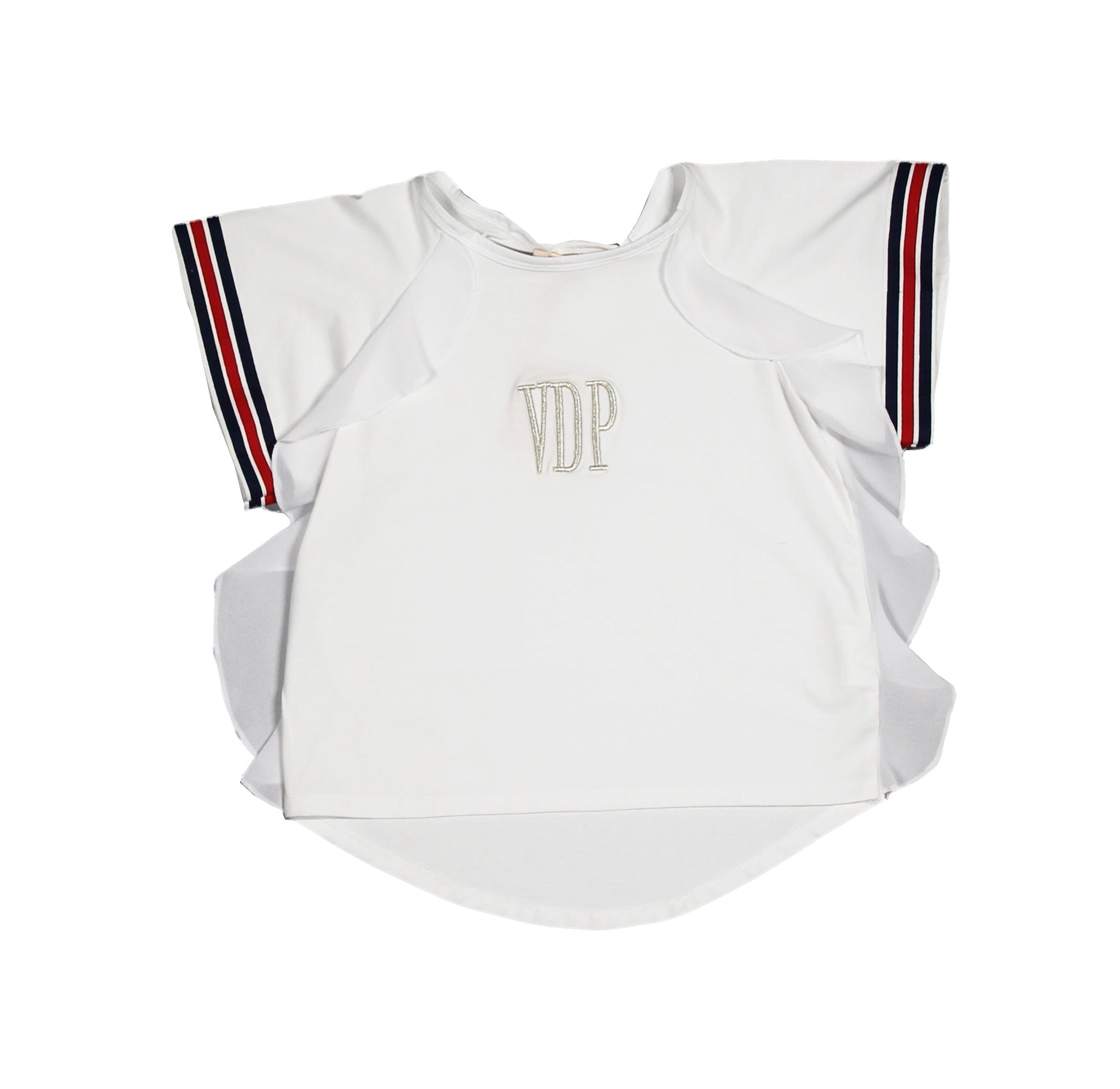 T-shirt de la Ligne Vêtements Fille Via Delle Perele, avec volant sur les côtés
  et broderie sur...