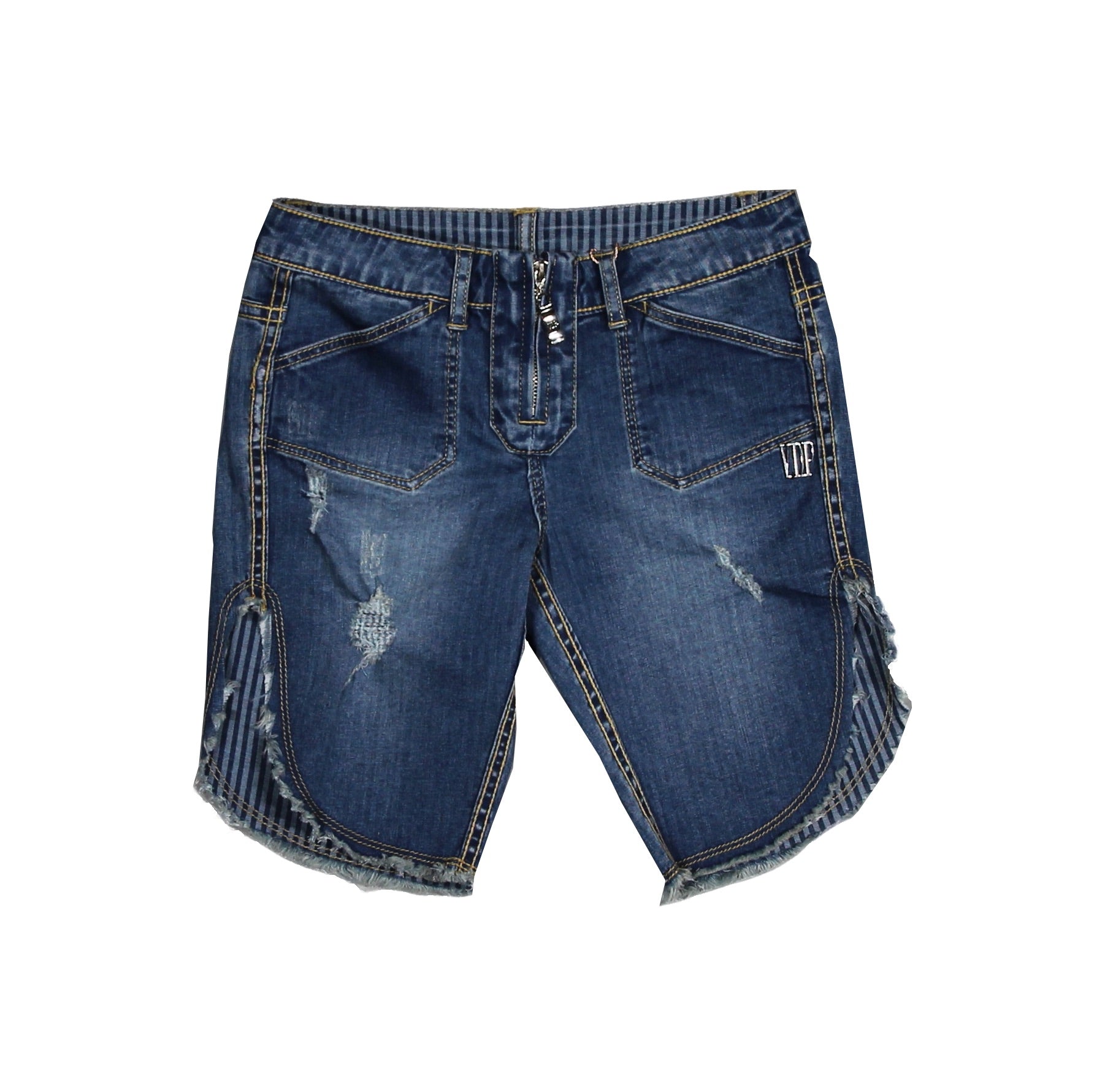 Short en jean réversible de la Ligne Vêtements Fille Via Delle Perle, modèle cinq poches régulier...