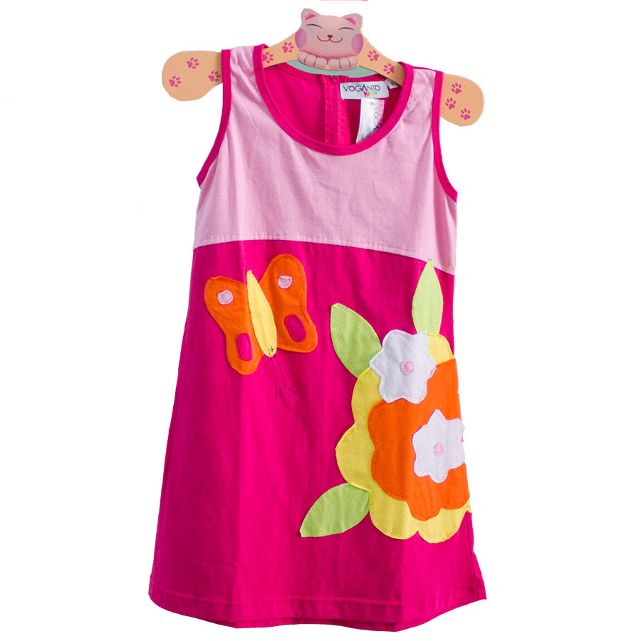 Abitino della linea abbigliamento bambina Voganto Kids, modello svasato a canottiera
  con applic...
