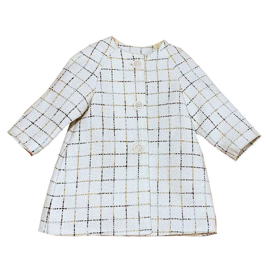 Coat from the Ambarabà Girl's Clothing line, chanel model, with precious square pattern fabric.
F...