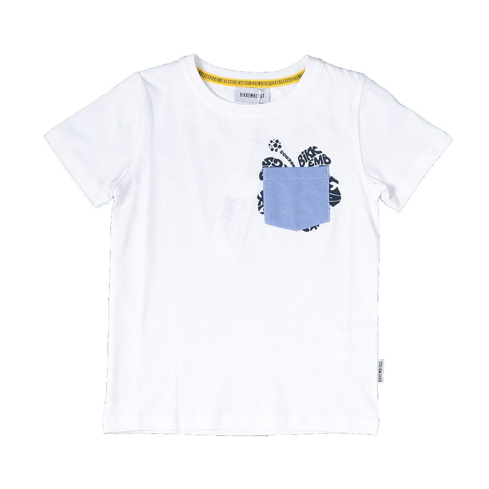 
  T-shirt from the Bikkembergs children's clothing line, with patch pocket on the
  front and fl...