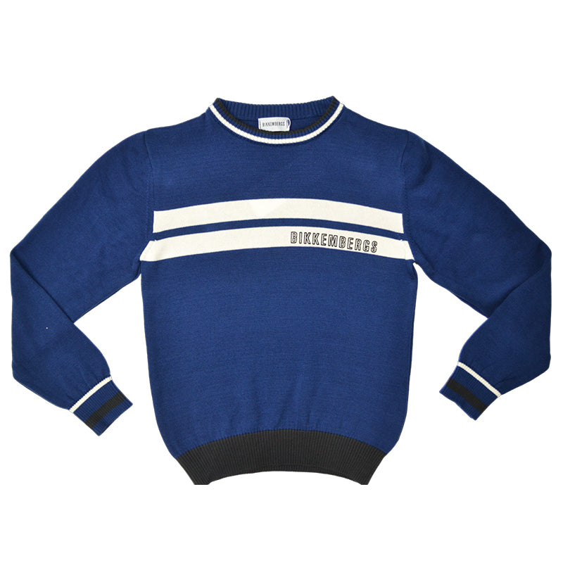 Sweater from the Bikkembergs children's clothing line, with round neckline and horizontal band de...