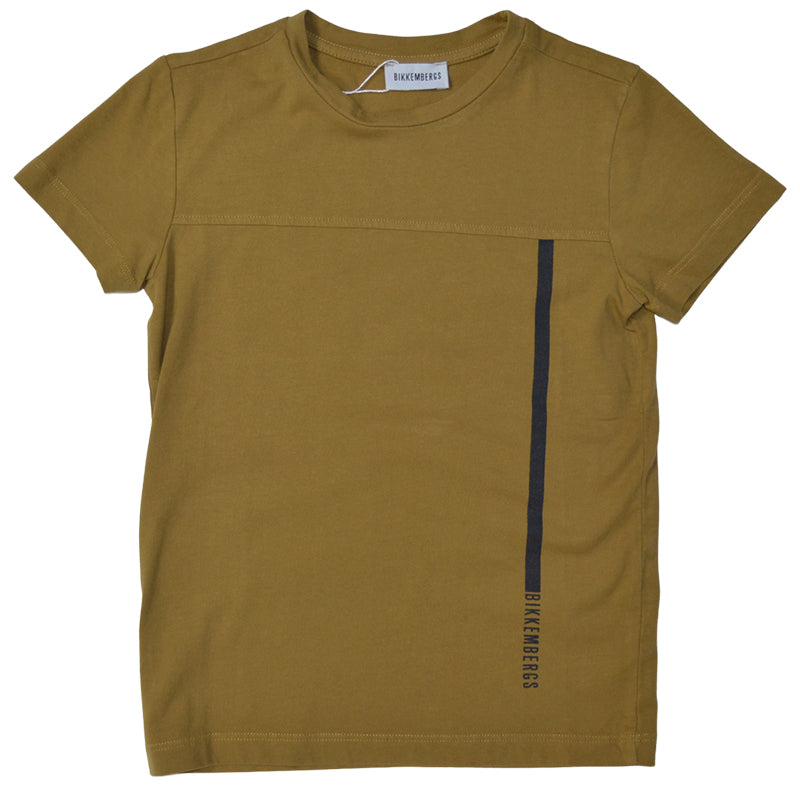 Half-sleeved T-shirt from the Bikkembergs children's clothing line, with contrasting colored side...