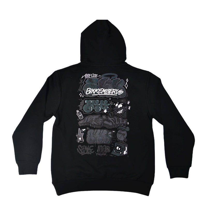 Hooded sweatshirt from the Bikkembergs children's clothing line, with print on the back and small...
