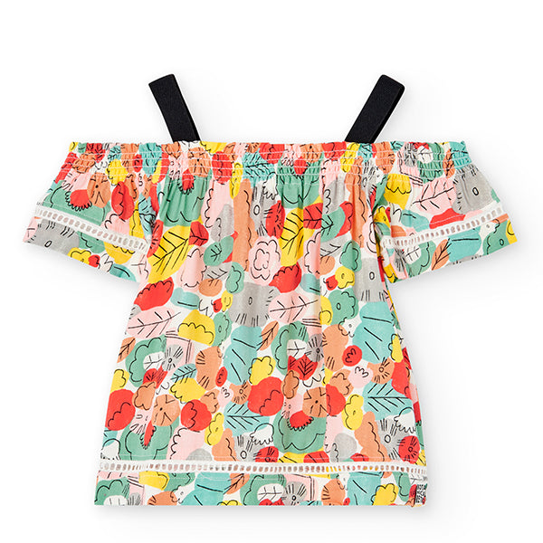 Top of the Line Clothing Girls Boboli, with embroidery on the bottom and all-over floral pattern....