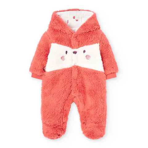 Furry onesie with hood for newborns