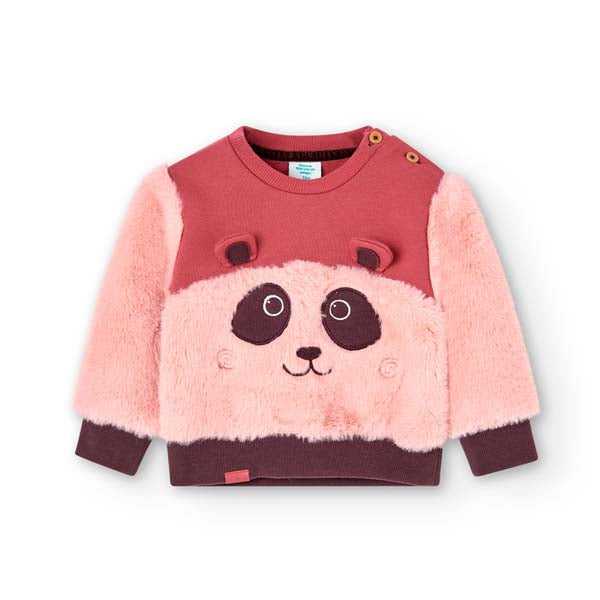 
Sweatshirt from the Boboli Girls' Clothing Line, with fur in the lower part and fabric applicati...