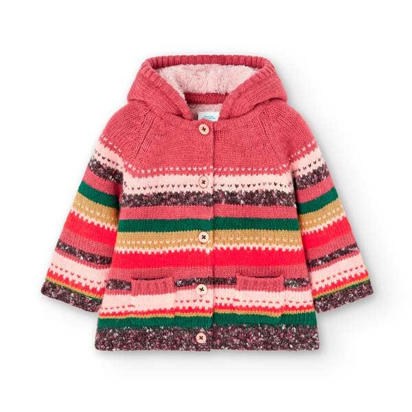 
Hooded cardigan from the Boboli Girls' Clothing Line, long model with fur inside. Button closure...