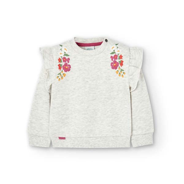 
Sweatshirt from the Boboli Girls' Clothing Line, with embroidery on the front and curls on the s...