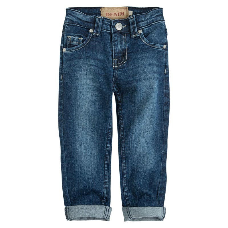 
  Long denim trousers from the Canada House children's clothing line in color
  blue. Zip and bu...