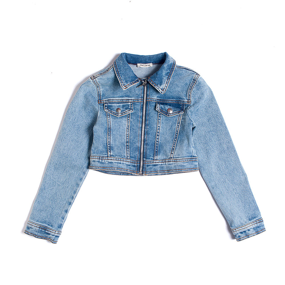 
Denim jacket from the Fracomina Children's Clothing Line, with zip and pockets on the front.

Sh...