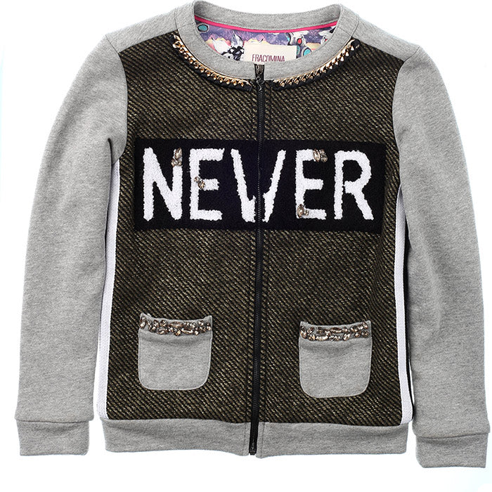 
  Sweatshirt jacket from the Fracomina Mini girls' clothing line, closed on the back
  zipped. O...