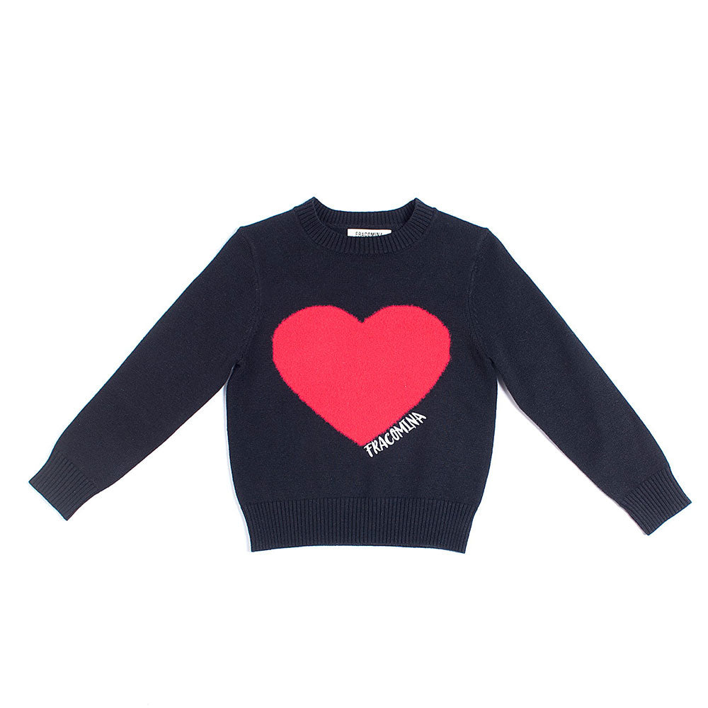 
  Sweater from the Fracomina Mini girl's clothing line, with a big heart on the
  front in contr...