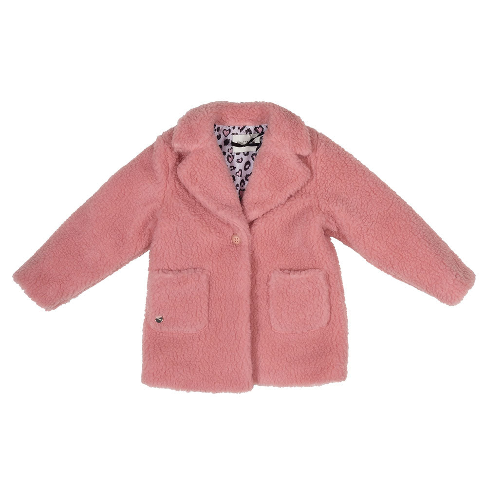 
Teddy coat, from the Fracomina Children's Clothing Line, with leopard patterned interior. Wide n...