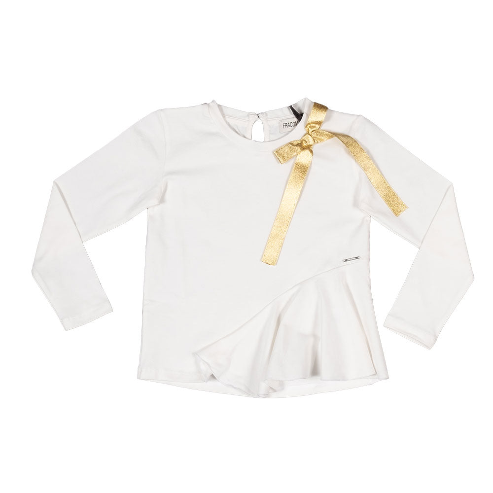 
T-shirt from the Fracomina Girl's Clothing Line, with golden ribbon applied on one side.

Compos...