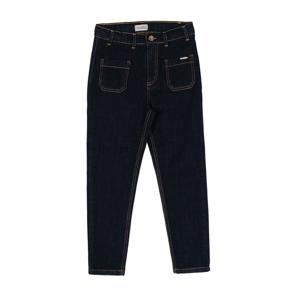 
Denim trousers from the Fracomina Girls' Clothing Line, with wide model, front pockets and dark ...