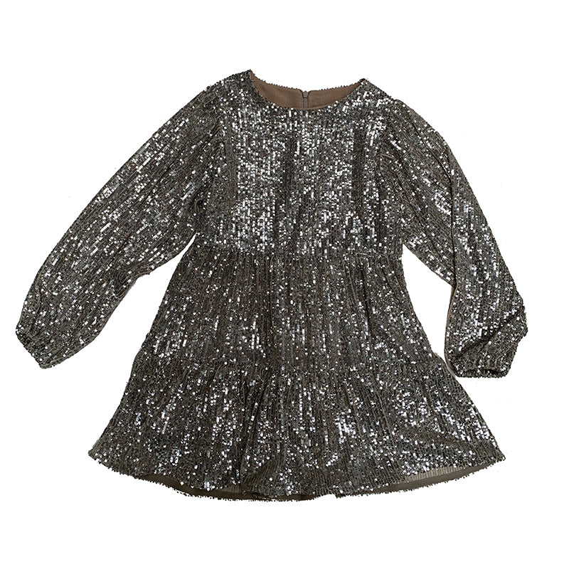 
Dress from the Fracomina girls' clothing line, loose-fitting model, covered in sequins, availabl...
