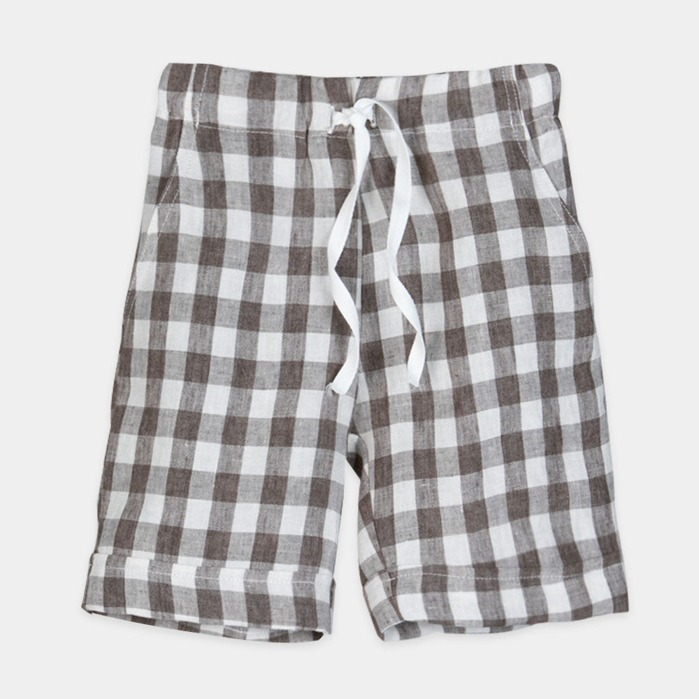 
Checked Bermuda shorts from the Lalalù Childrenswear Line with elastic waistband and laces.

Com...