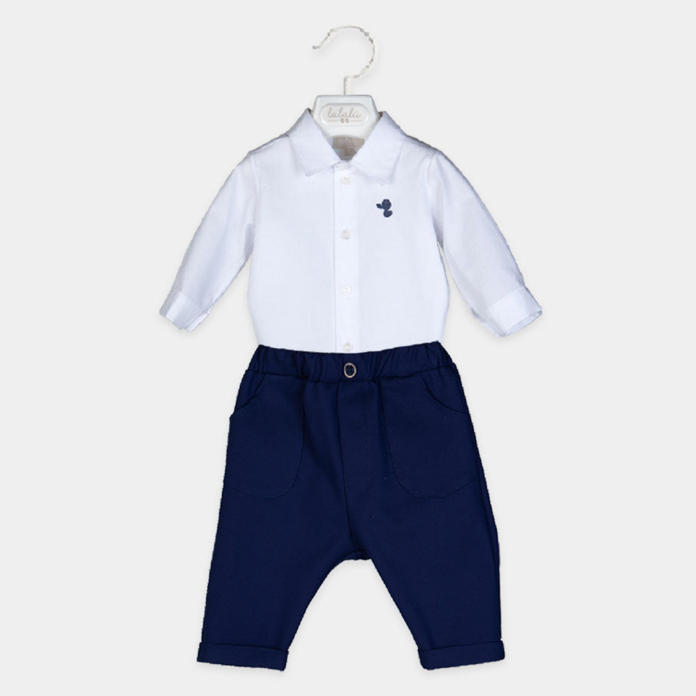 
Two-piece suit from the Lalalù Children's Clothing line, consisting of a classic long-sleeved sh...