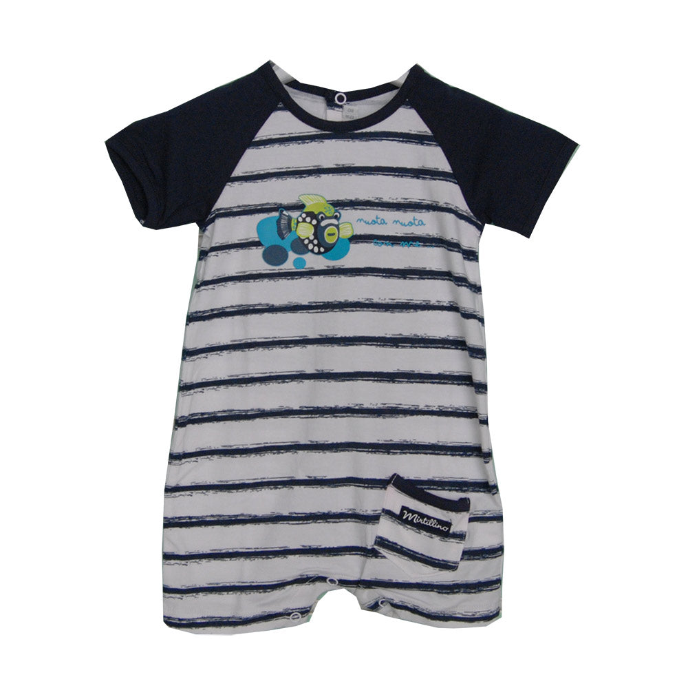 
  Mirtillo baby underwear line. Striped pattern with coloured print
  on the front. Contrasting ...