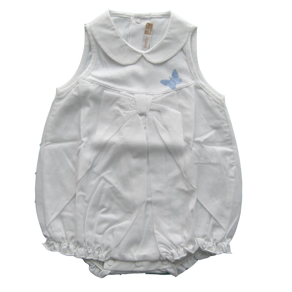
  Muslin romper from the Ninetta children's clothing line. Solid colour without
  sleeves with c...