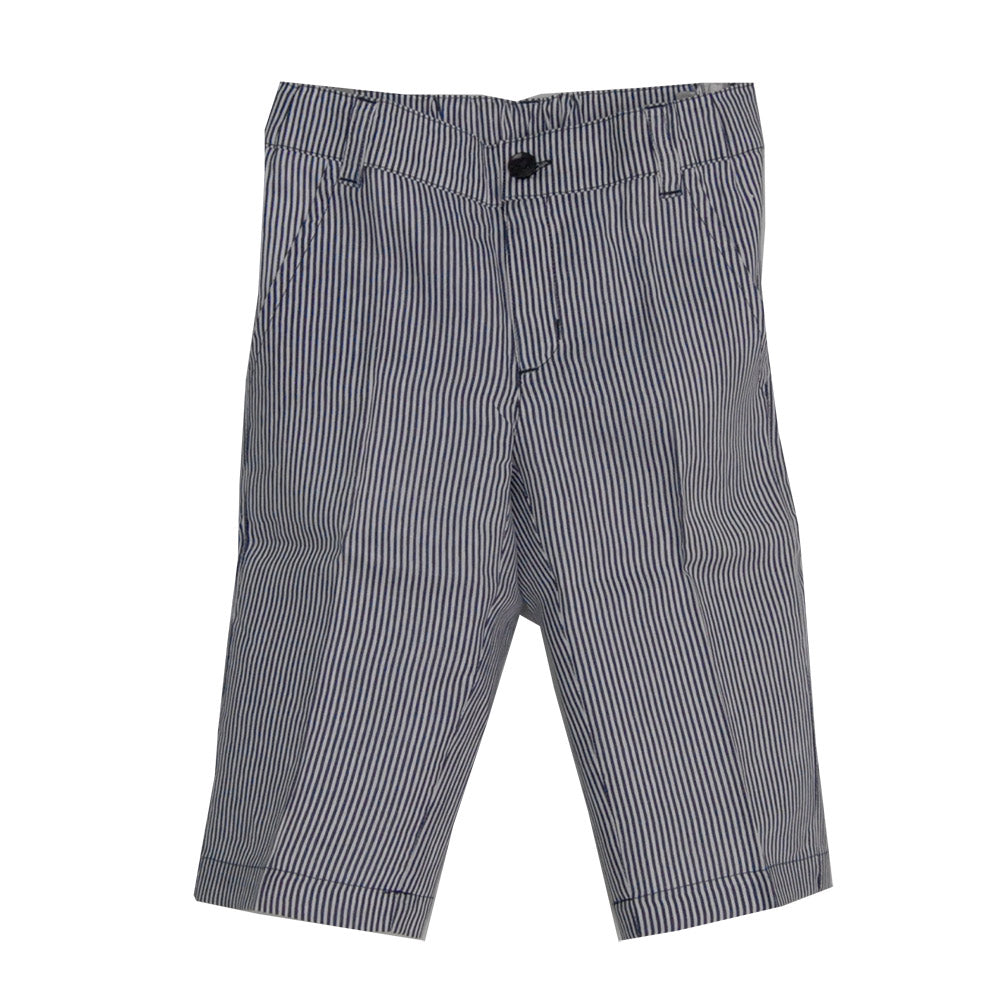Linen Bermuda shorts from the Mirtillo children's clothing line. Striped pattern with front and b...