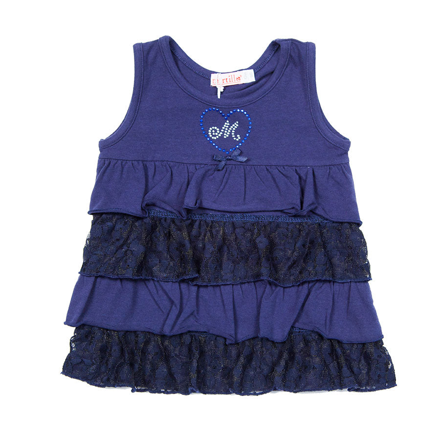 
  Girl's clothing line flounced tops Mirtillo with lace applications
  embellished on the front ...