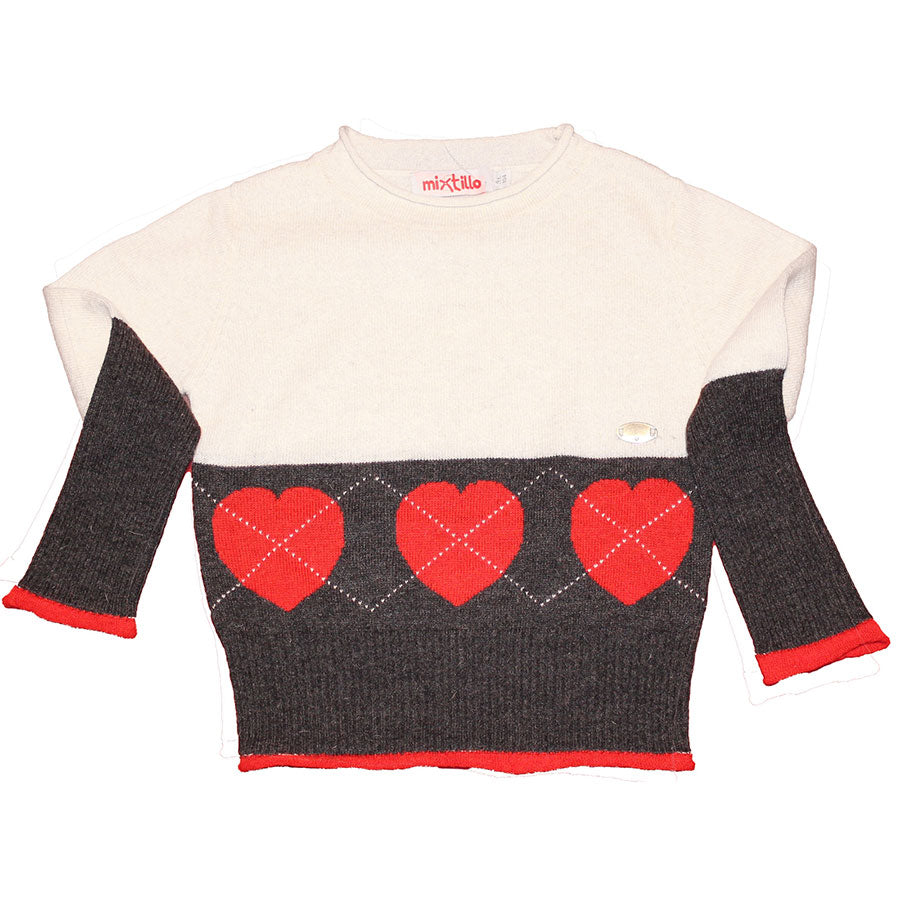 
  Paricollis sweater from the girls' clothing line Blueberry. Two-tone, with design
  of hearts ...