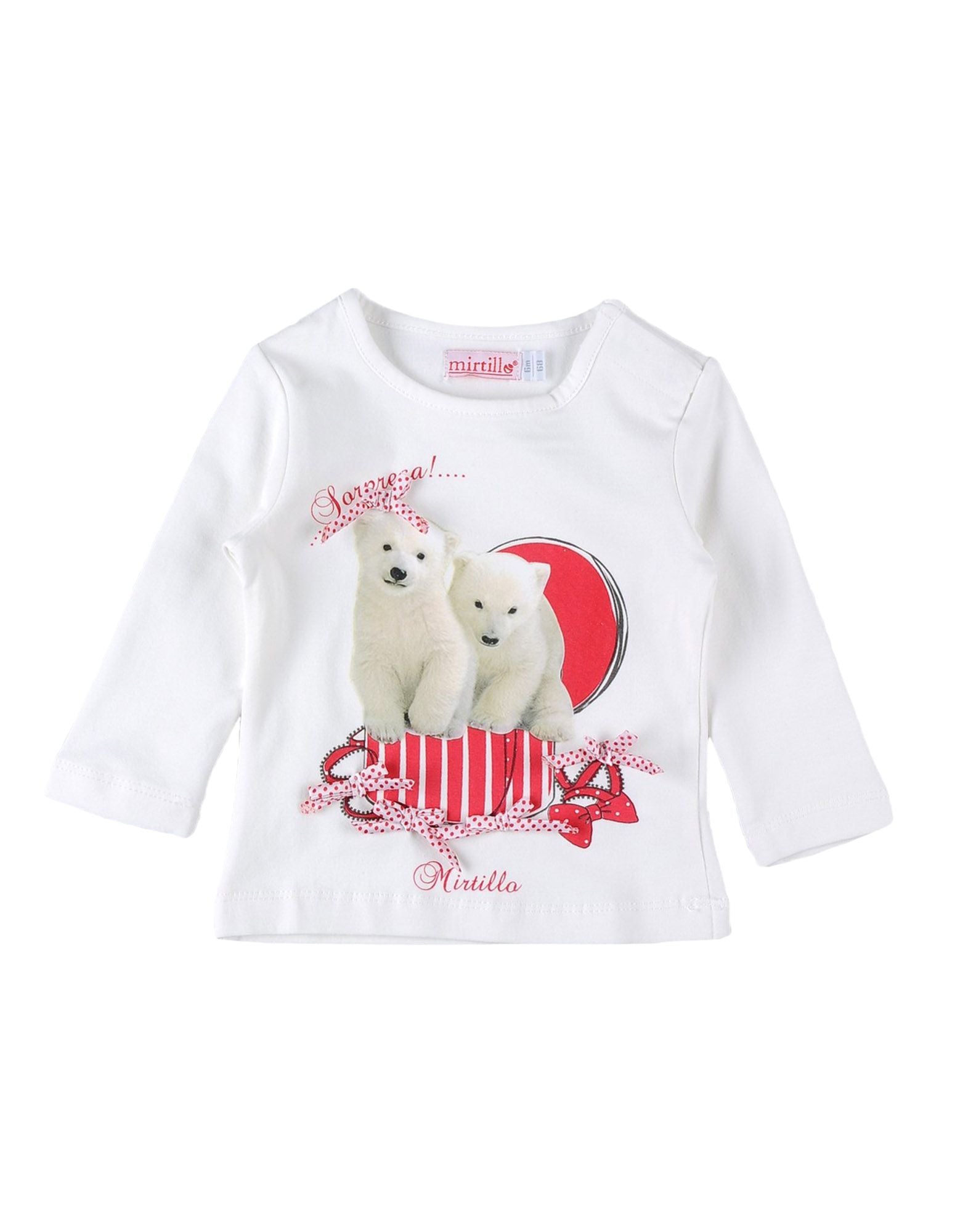 
  Long-sleeved T-shirt from the Mirtillo girl's clothing line, with button placket
  on the shou...
