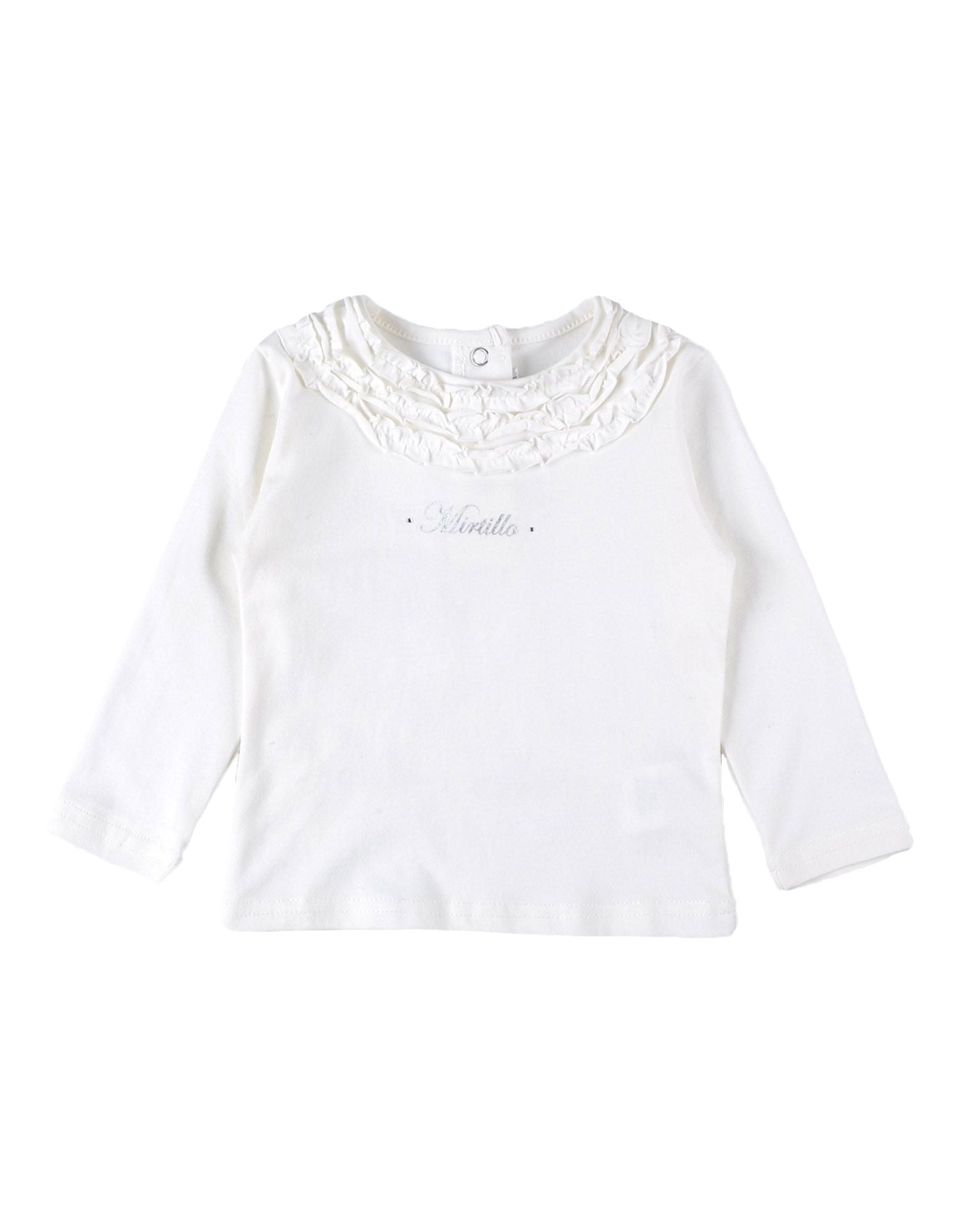
  Long-sleeved T-shirt of the Mirtillo girl's clothing line, buttoned up on the
  behind and wit...