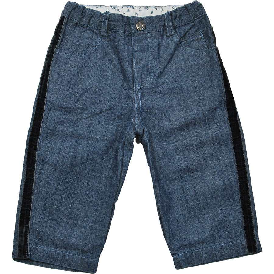 
  Denim pantolone from the girls' clothing line Mirtillo, velvet side ribs. Adjustable waist siz...