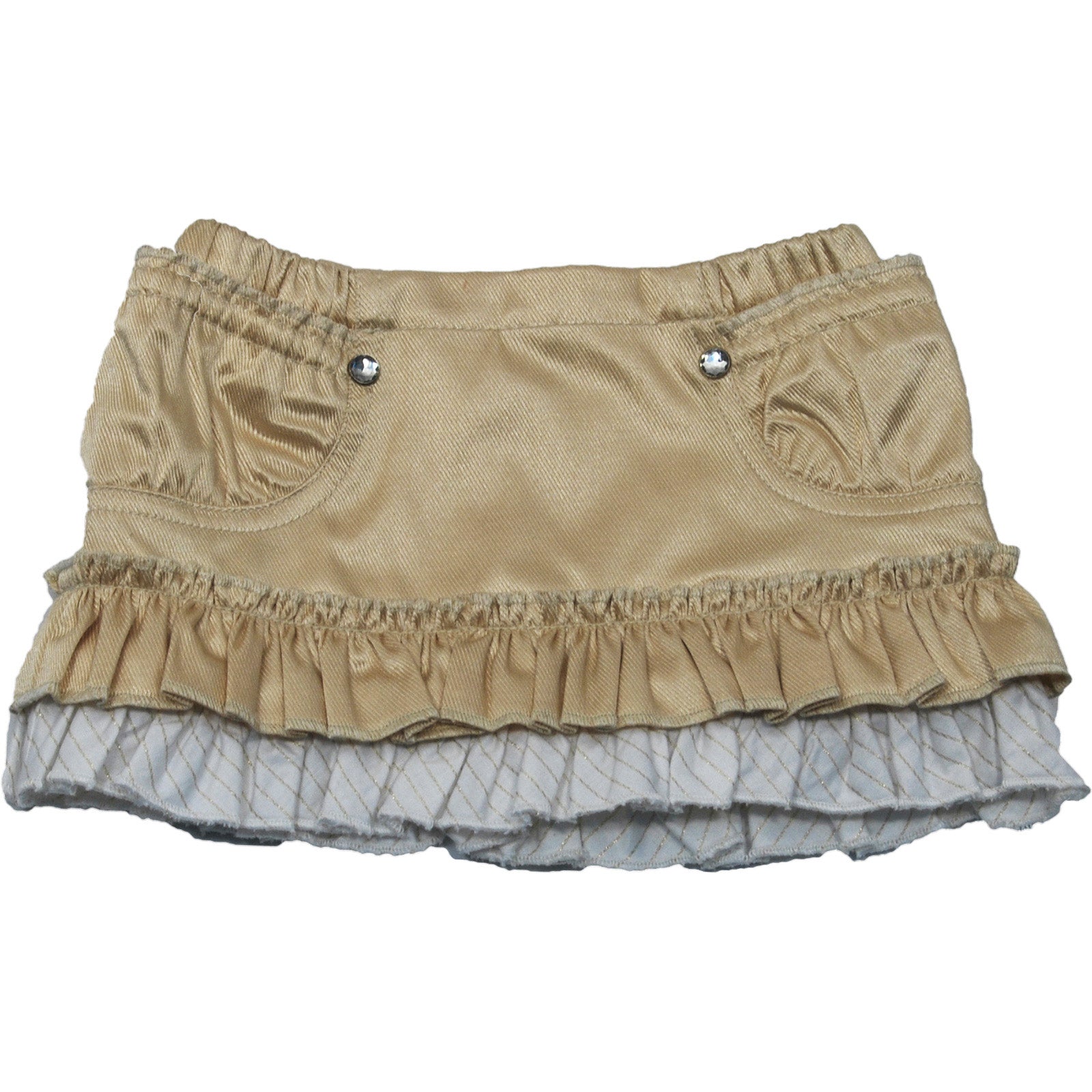 
  Miniskirt from the girls' clothing line Mirtillo gold with side pocket and flounces, lining in...