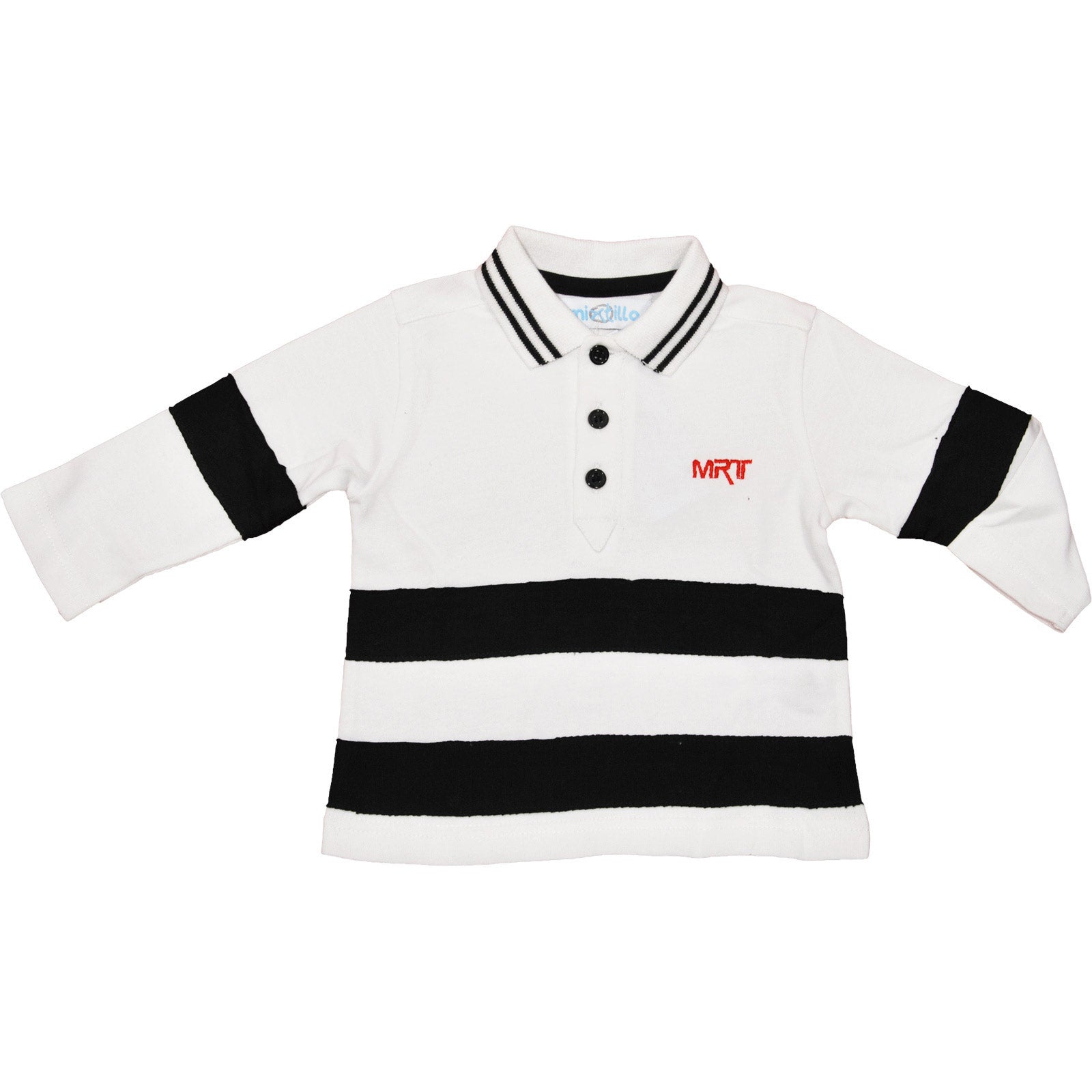 
  Polo shirt from the children's clothing line Mirtillo with striped, white and black pattern, a...