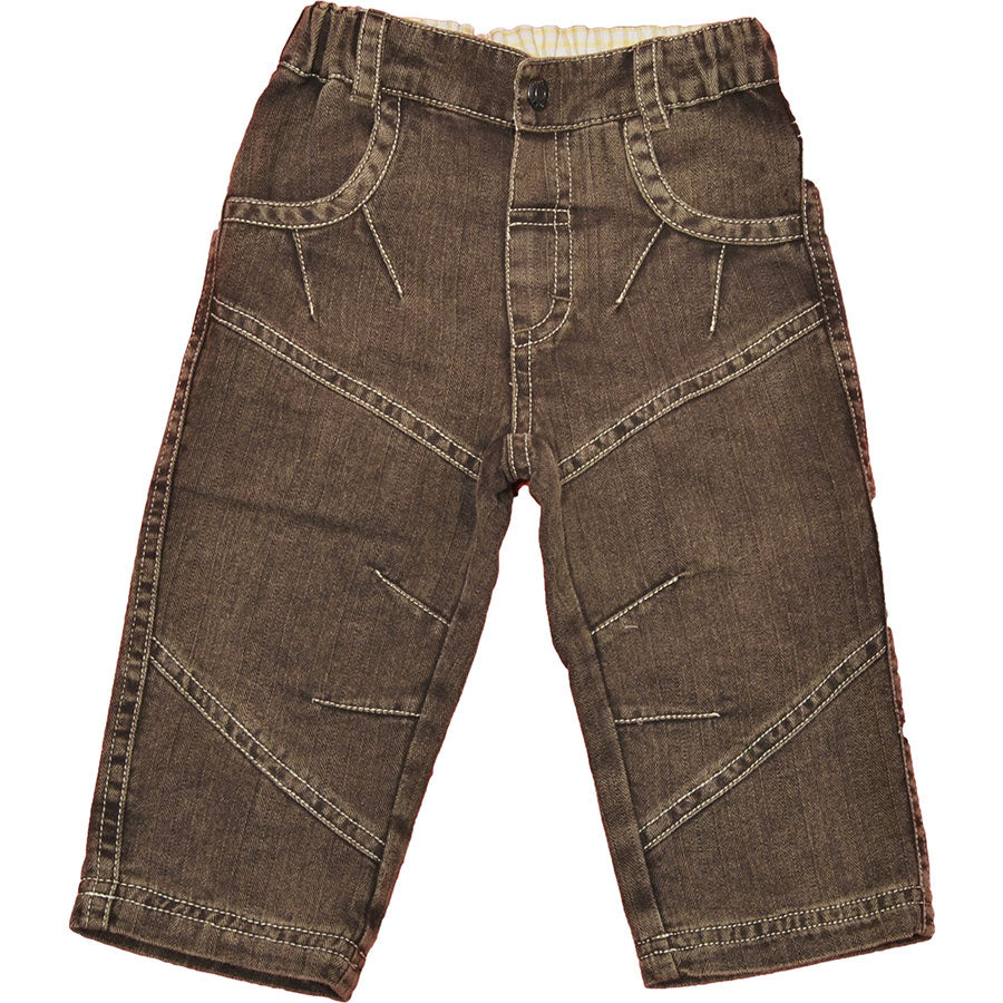 
  Denim trousers from the children's clothing line Mirtillo with back pockets. Stitching on the ...