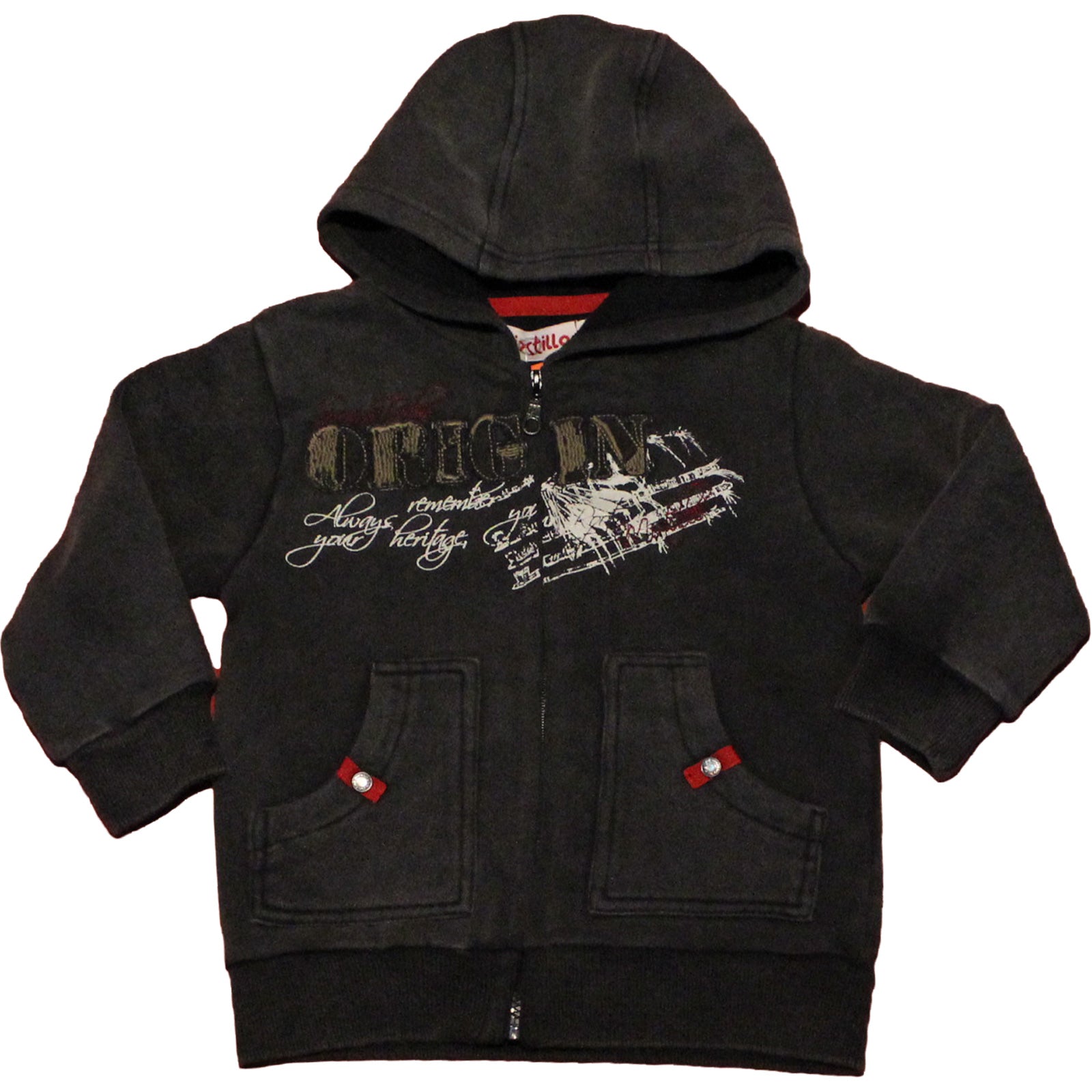 
  Sweatshirt from the children's clothing line Mirtillo with hood. On the front, print pockets a...