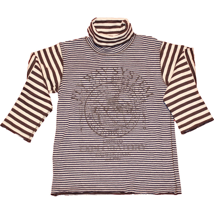 
  Double layered turtleneck from the children's clothing line Mirtillo, striped with
  prints on...
