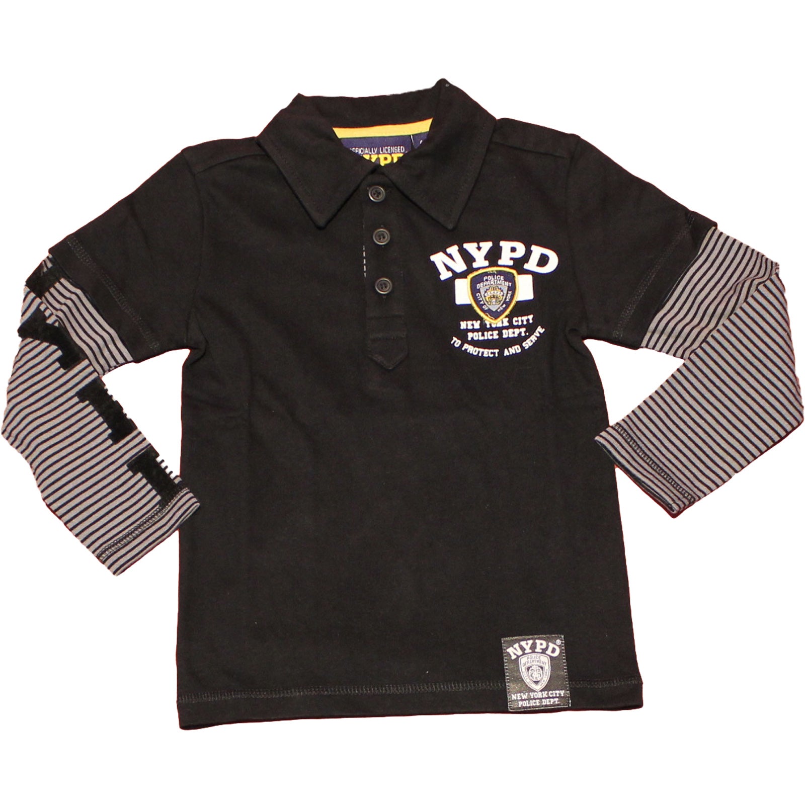 
  Long-sleeved polo shirt from the children's clothing line Mirtillo with two-tone sleeves. Prin...