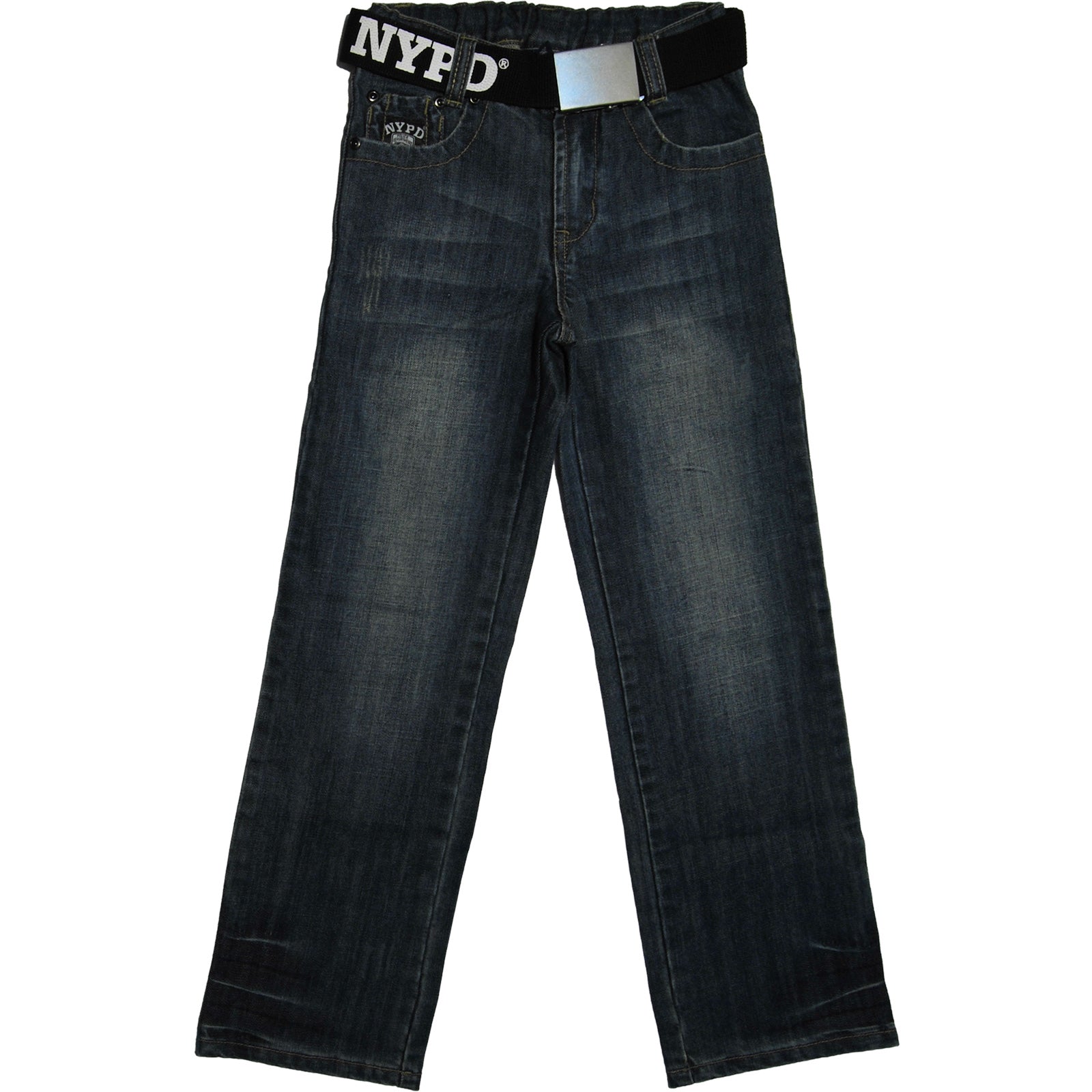 
  Denim trousers from the children's clothing line Mirtillo regular cut, dark wash, logoed belt ...